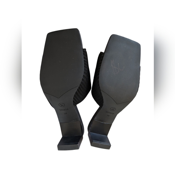 Vivaia Black Square Toe Sandals Pro Jade sz EU 39 - Picture 5 of 8